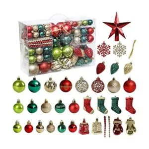Juego de adornos para árbol de Navidad 132 piezas de_1