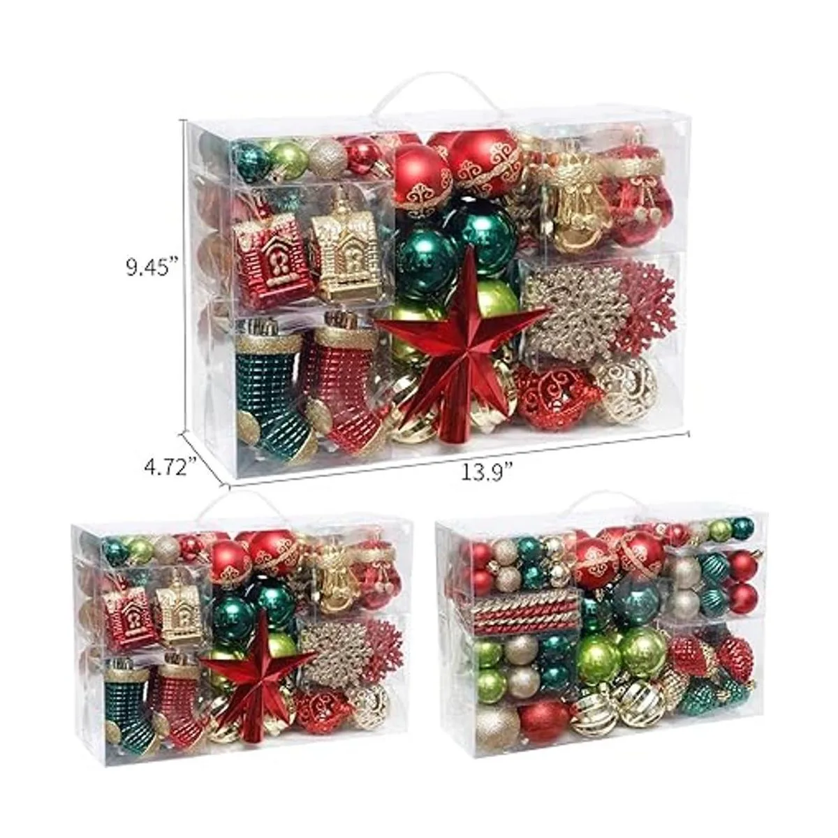 Juego de adornos para árbol de Navidad 132 piezas de_3