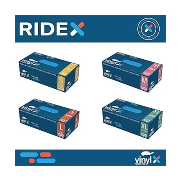Ridex Medical Guantes desechables de vinilo transparente_2