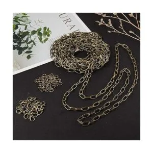 SUNNYCLUE Collar de cadena de eslabones de bronce antiguo