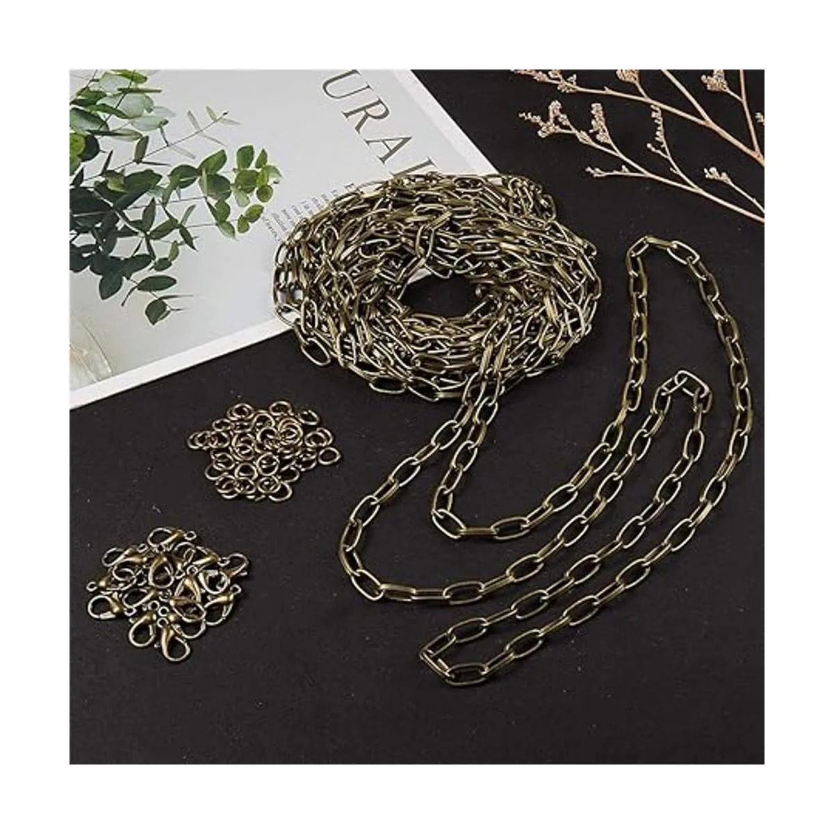 SUNNYCLUE Collar de cadena de eslabones de bronce antiguo