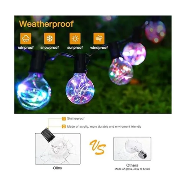 Cadena de luces LED para exteriores Ollny G40 para patio_4
