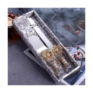 TANG SONG Juego de 2 cuchillos rústicos para pastel de_4