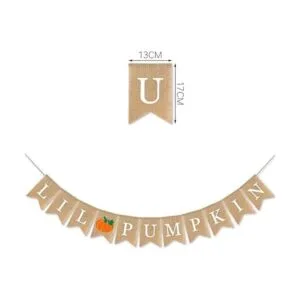 SWYOUN Guirnalda de arpillera con diseño de calabaza_4