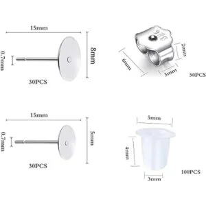 160 aretes chapados en plata de ley 925 con almohadilla_2