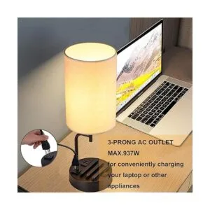 Dreamholder Lámpara de mesa con 3 puertos de carga USB_3