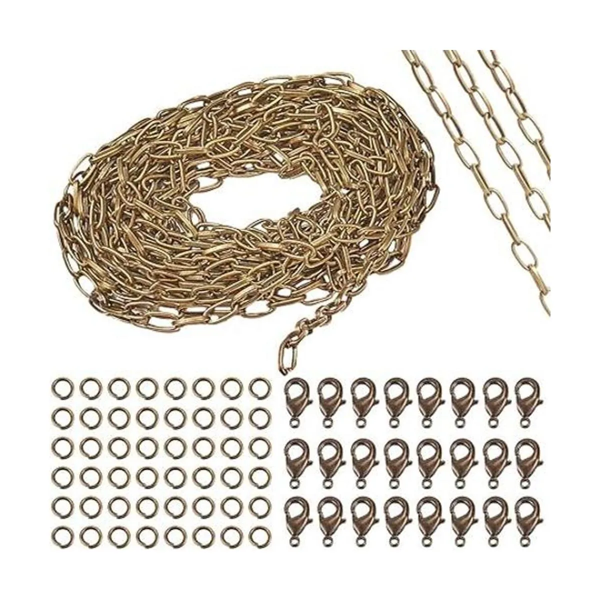 SUNNYCLUE Collar de cadena de eslabones de bronce antiguo
