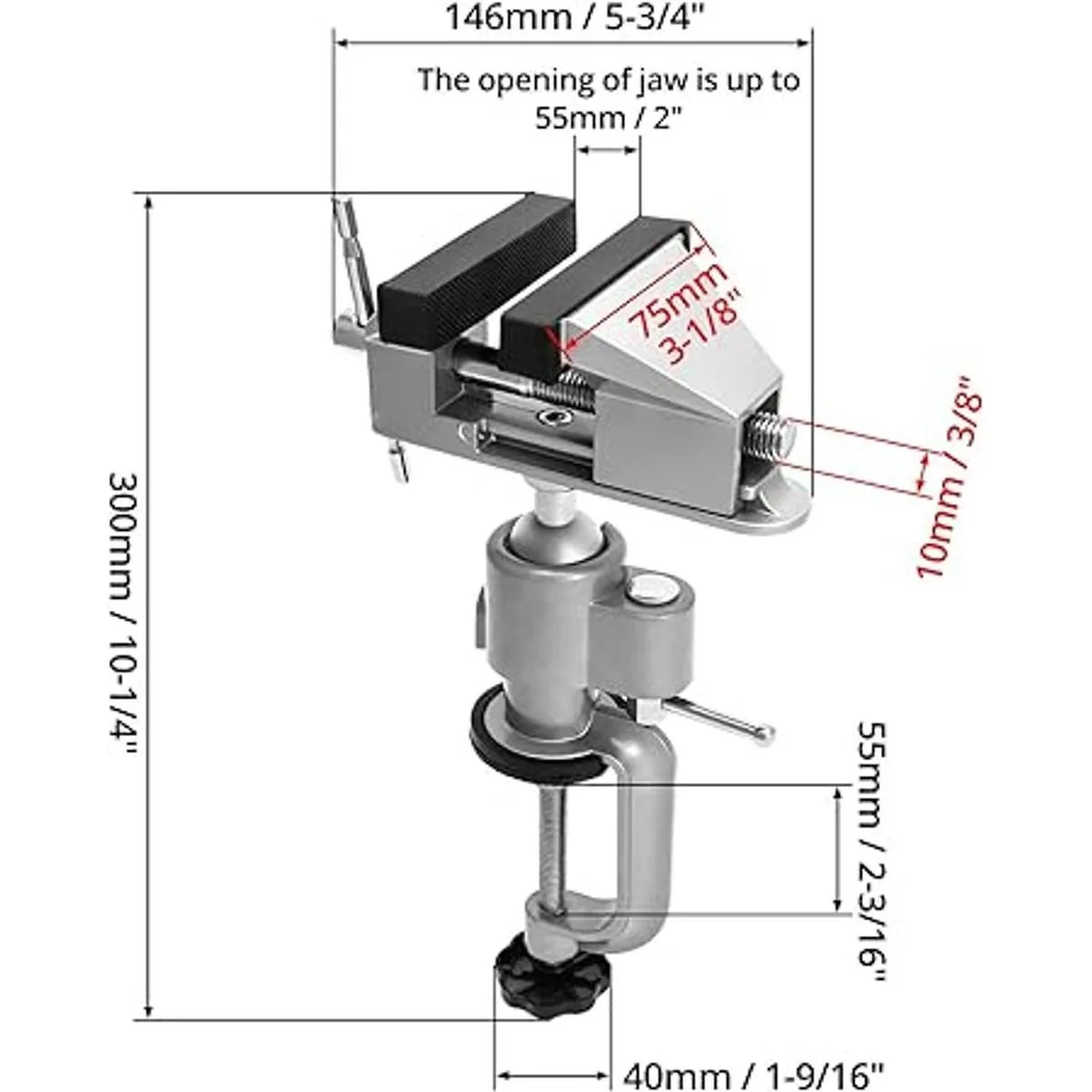 QWORK Abrazadera de mesa universal de 3 pulgadas que gira_6