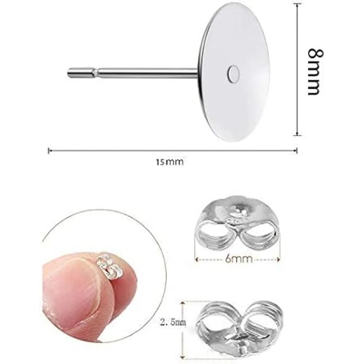 160 aretes chapados en plata de ley 925 con almohadilla_3