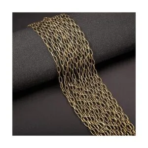 SUNNYCLUE Collar de cadena de eslabones de bronce antiguo