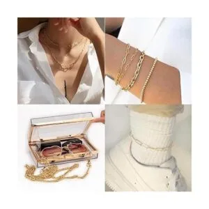 SUNNYCLUE Collar de cadena de eslabones de bronce antiguo