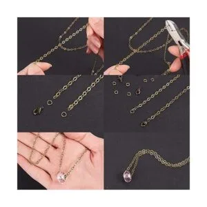 SUNNYCLUE Collar de cadena de eslabones de bronce antiguo