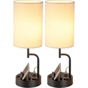 Dreamholder Lámpara de mesa con 3 puertos de carga USB_1