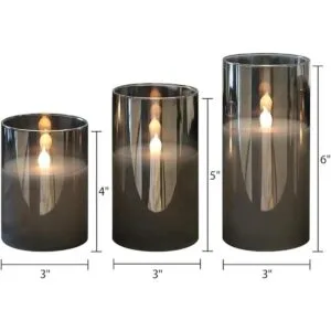 GenSwin Velas LED sin llama de cristal gris que funcionan_6