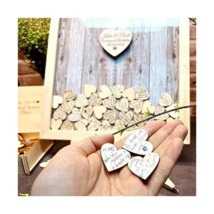 Cartel de madera con diseño de libro de invitados de boda_3