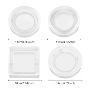 4 piezas de silicona gran cenicero resina molde cuadrado