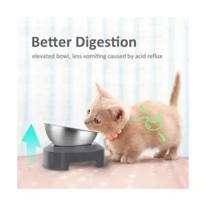 AYADA Cuenco elevado de comida para gatos de acero