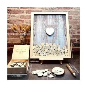 Cartel de madera con diseño de libro de invitados de boda_2