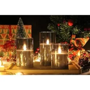 GenSwin Velas LED sin llama de cristal gris que funcionan_2