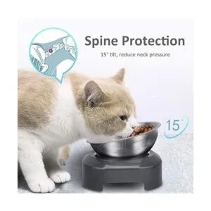 AYADA Cuenco elevado de comida para gatos de acero