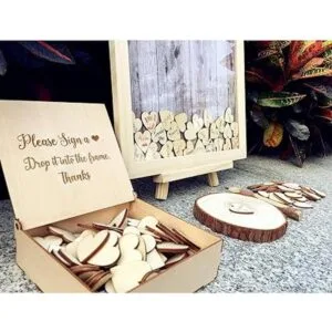Cartel de madera con diseño de libro de invitados de boda_5