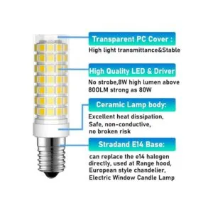 E14 bombillas LED E14 base europea 8 W de luz LED_4
