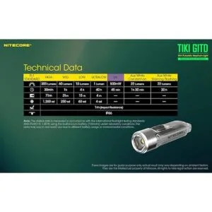 Nitecore Tiki GITD Linterna recargable USB de 300 lúmenes_6