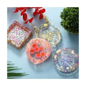 4 piezas de silicona gran cenicero resina molde cuadrado