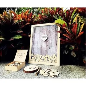 Cartel de madera con diseño de libro de invitados de boda_4