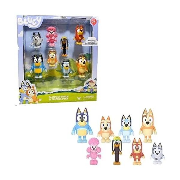 Bluey Paquete de 8 figuras de acción articuladas de 2.5_3