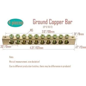 LBY 4 barras de tierra de cobre de 3.9 x 0.3 x 0.6 in 10_3