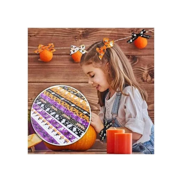 Cinta de grogrén de Halloween de 30 yardas con alambre de