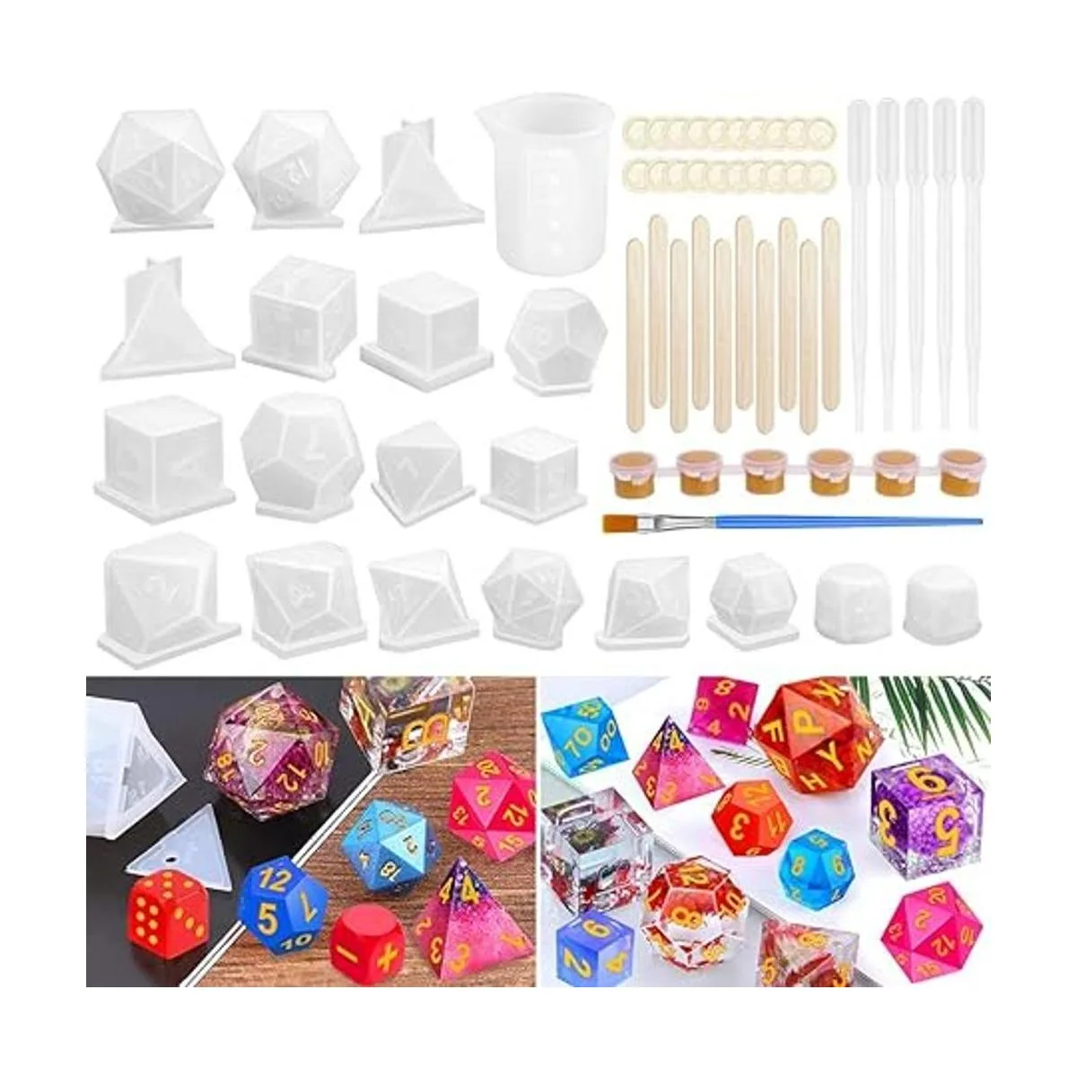 Shynek Juego de moldes para dados de resina 19 estilos