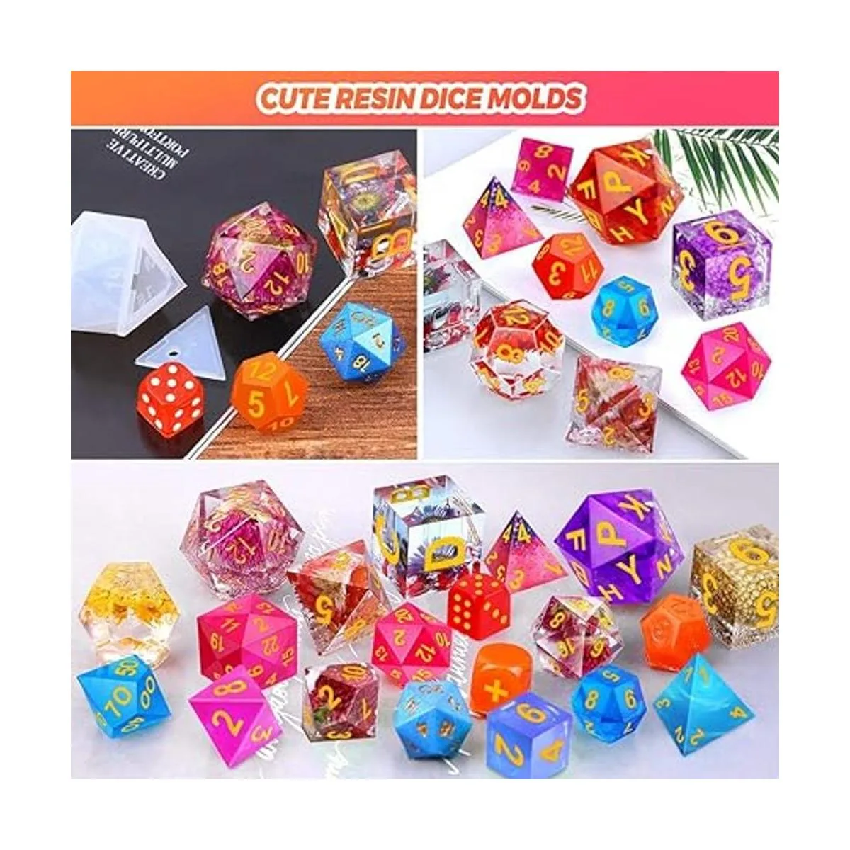 Shynek Juego de moldes para dados de resina 19 estilos