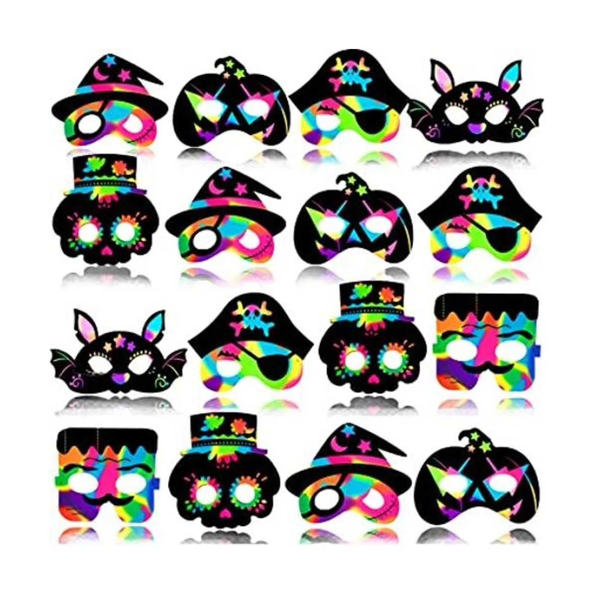 Kit de 30 máscaras de Halloween para raspar arco iris kit_1