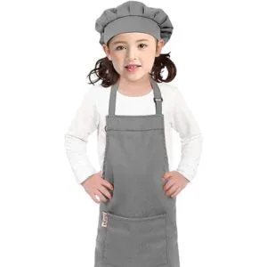 Juego de delantal infantil con gorro de chef ajustable
