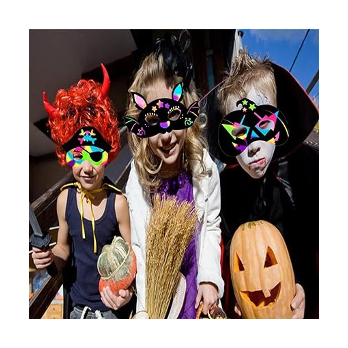 Kit de 30 máscaras de Halloween para raspar arco iris kit_2