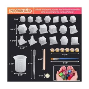 Shynek Juego de moldes para dados de resina 19 estilos