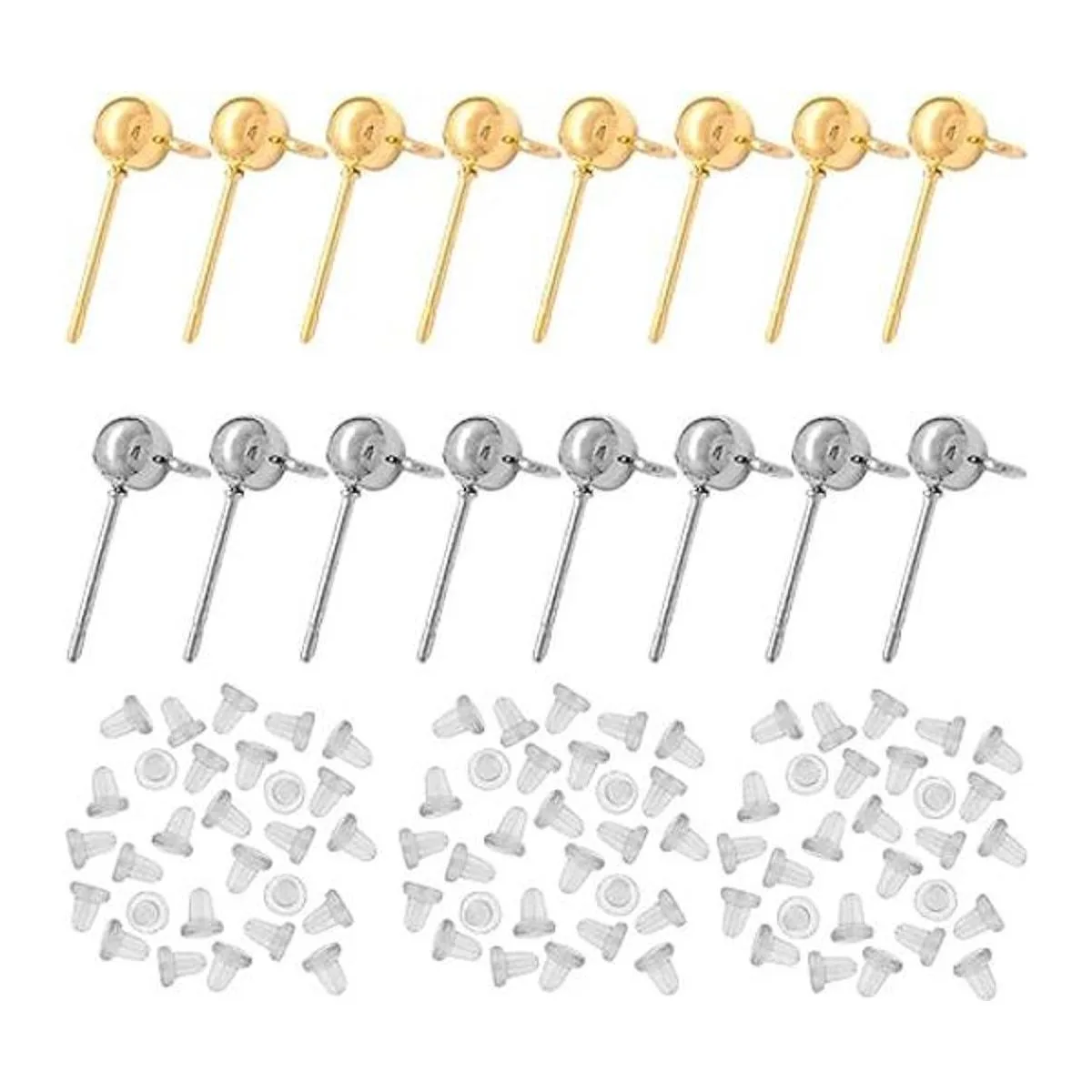 200 pendientes de bola con 200 pendientes de goma con