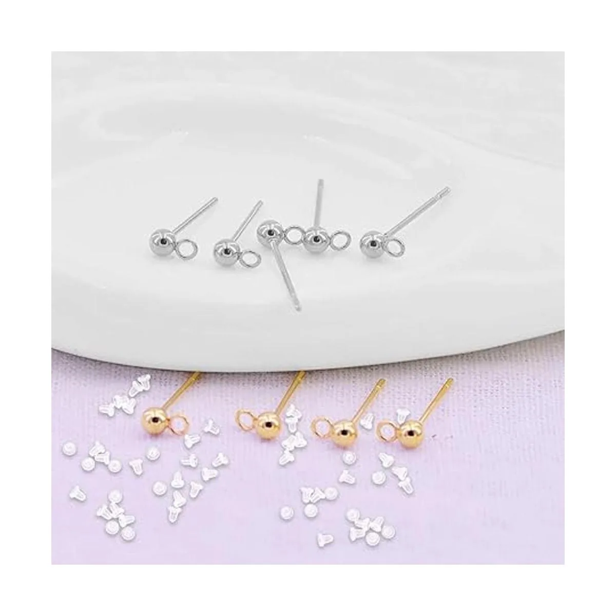 200 pendientes de bola con 200 pendientes de goma con