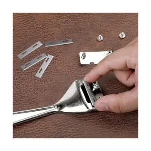Skiver de cuero plateado bisel de seguridad kit de