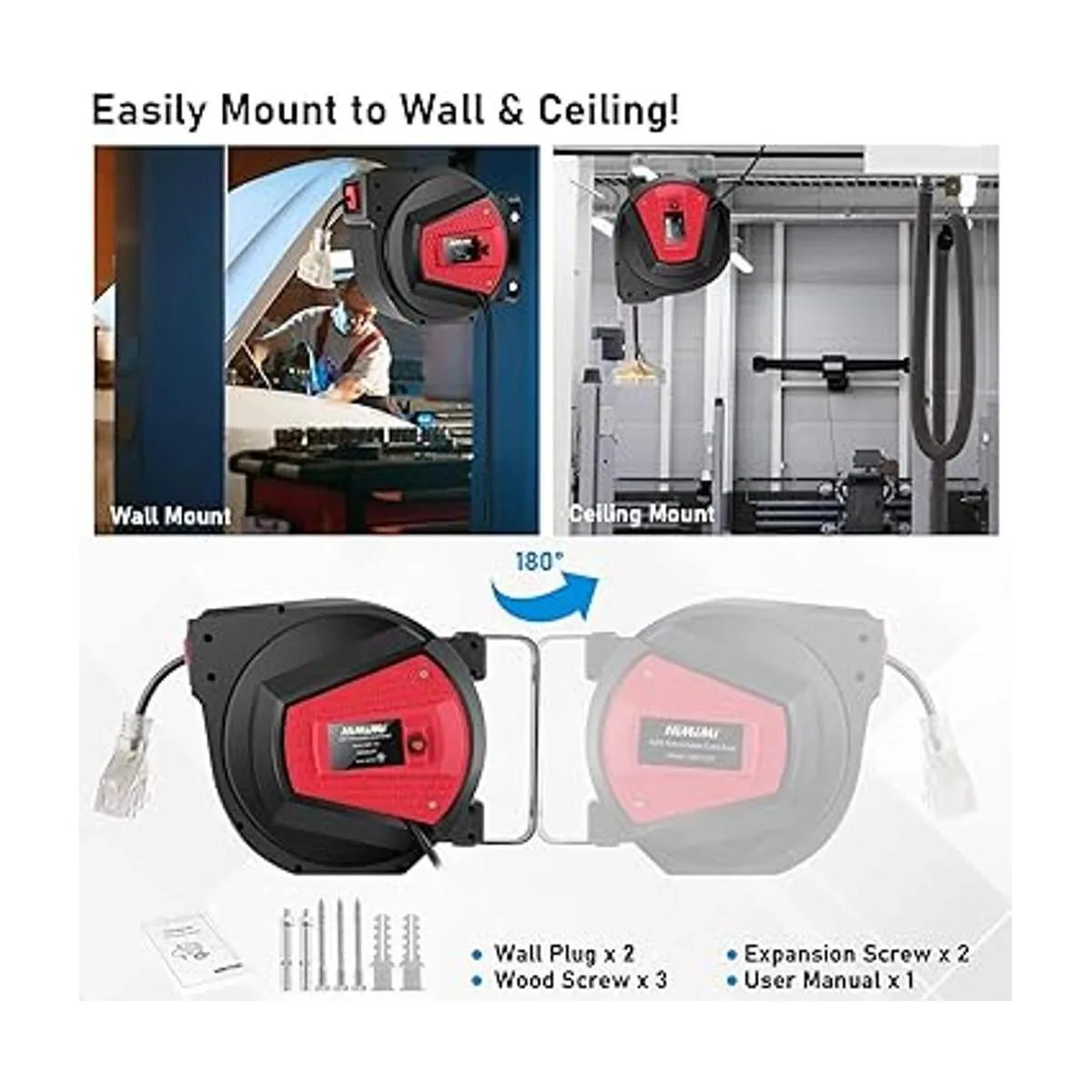 Carrete de cable de extensión retráctil de 50 pies_4