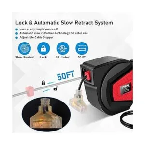 Carrete de cable de extensión retráctil de 50 pies_3