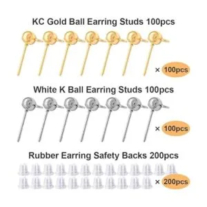 200 pendientes de bola con 200 pendientes de goma con