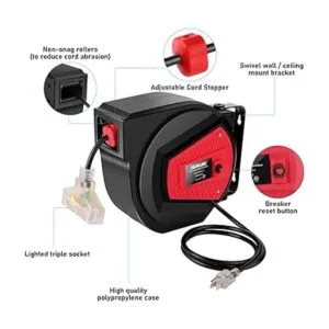 Carrete de cable de extensión retráctil de 50 pies_5