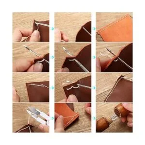 Kit de punzón de costura de cuero de 12 piezas con juego