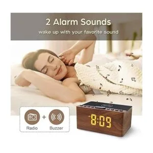 ANJANK Reloj despertador digital de madera con radio FM_6