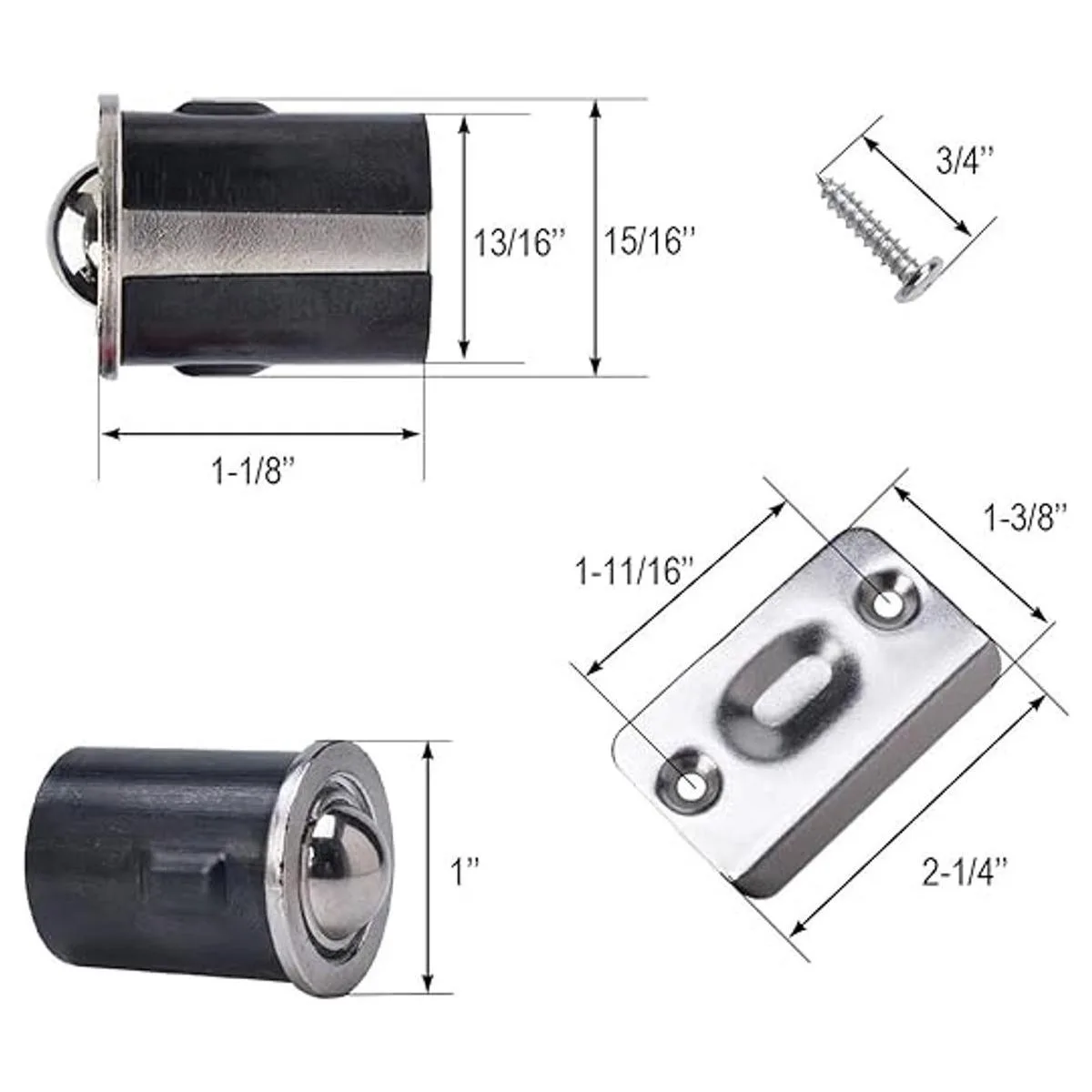 Paquete de 4 cierres de bola de acero inoxidable_2