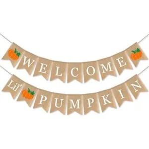 SWYOUN Arpillera Bienvenido Pequeña Calabaza Banner Otoño_1
