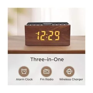 ANJANK Reloj despertador digital de madera con radio FM_2